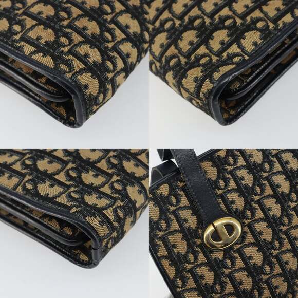 DIOR Trotter Canvas Hand Bag Navy Gold - Picture 10 of 12